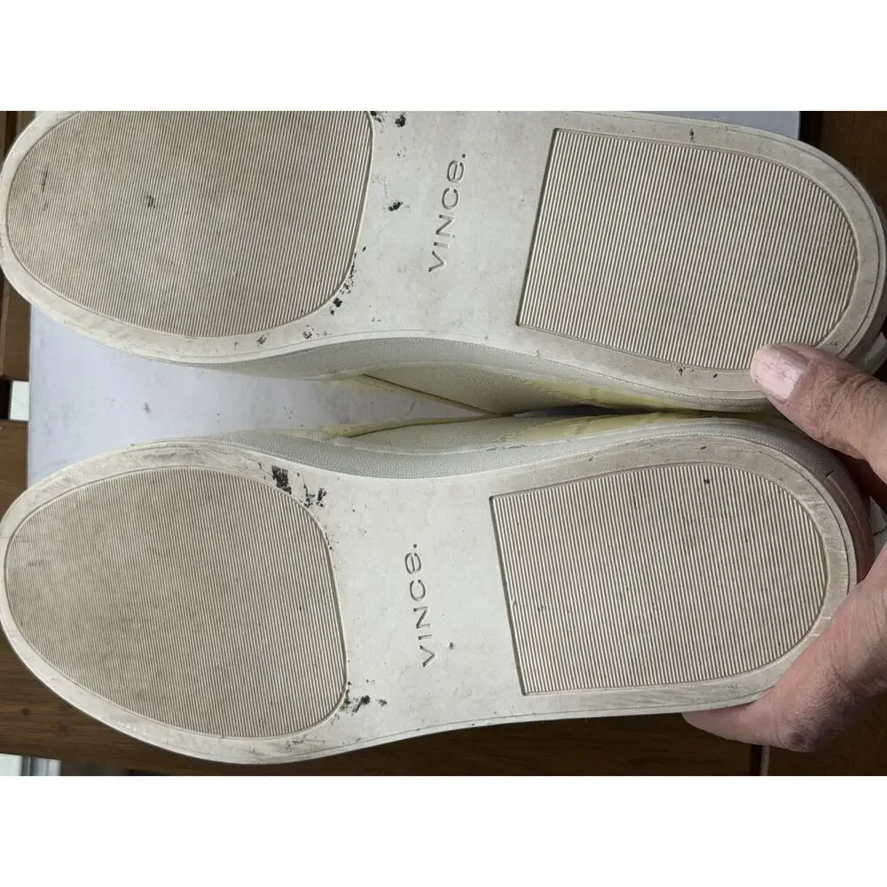 Womens Vince Warren Slip On Crocodile Embossed Ivory White Platform Sneaker 8.5